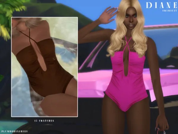 Alpha DIANE swimsuit by plumbobsnfries - The Sims 4 Custom Content
