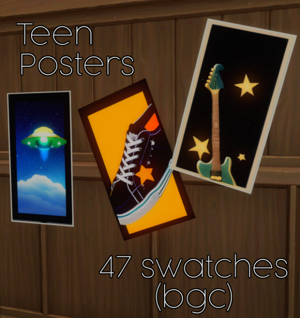 Maxis Match Teen Posters Pt 1 (BGC) by simsfinds - The Sims 4 Custom Content