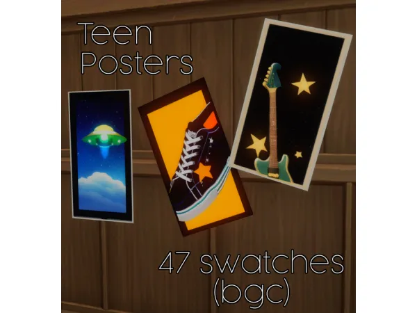 Maxis Match Teen Posters Pt 1 (BGC) by CreamLatteDream - The Sims 4 Custom Content