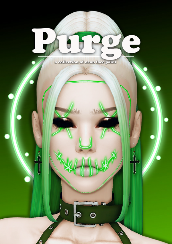 Mix PURGE a collection of neon face paint by simsfinds - The Sims 4 Custom Content
