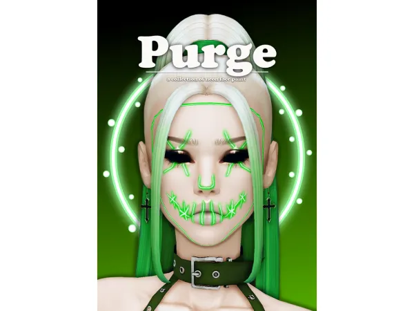 Mix PURGE a collection of neon face paint by Lady Simmer - The Sims 4 Custom Content