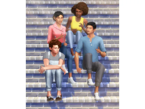 Mix Posepack Group on the stairs elsa by someone - The Sims 4 Custom Content