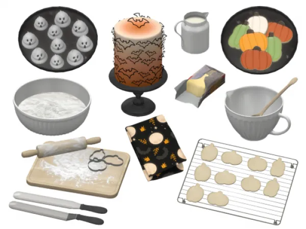Mix Halloween Baking Set by BlueTeas - The Sims 4 Custom Content