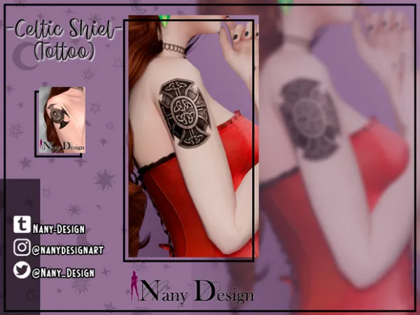 Mix Celtic Shield (Tattoos) by Nany Design - The Sims 4 Custom Content