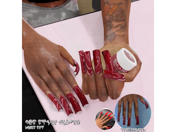 Alpha 90s STYLE CURVED NAILS SET by trillqueen - The Sims 4 Custom Content