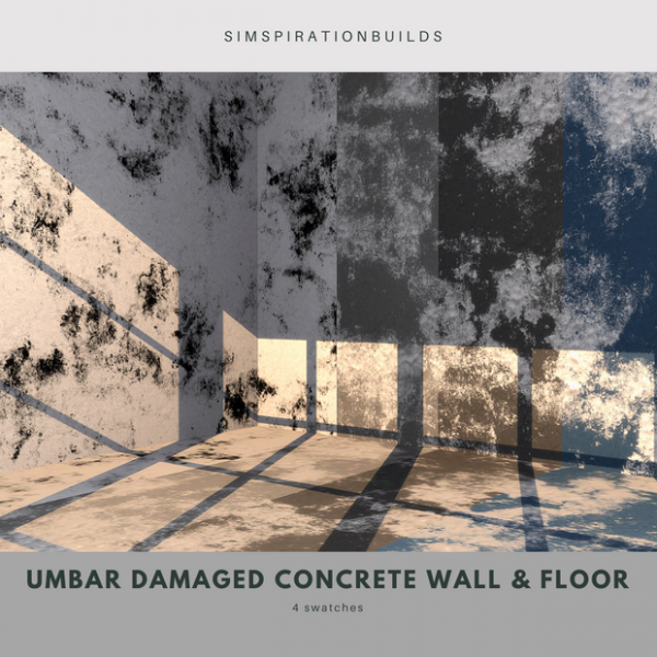 Alpha Umbar Damaged Concrete Wall Floor by simsfinds - The Sims 4 Custom Content