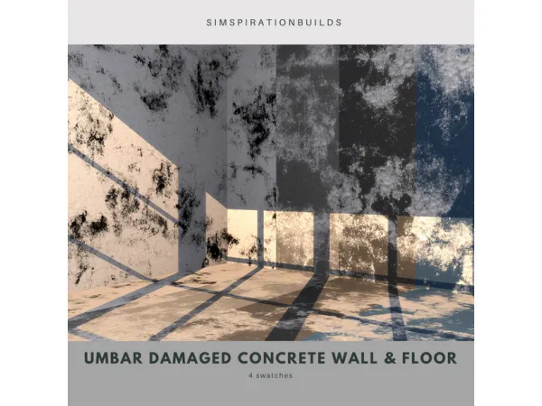 Alpha Umbar Damaged Concrete Wall Floor - The Sims 4 Custom Content