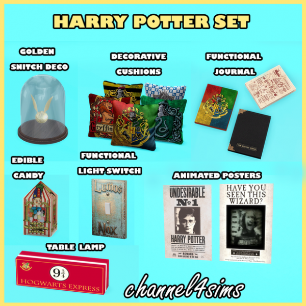 Mix Harry Potter Set by simsfinds - The Sims 4 Custom Content