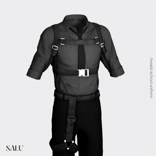 Alpha [SALU] shirt in harness by simsfinds - The Sims 4 Custom Content