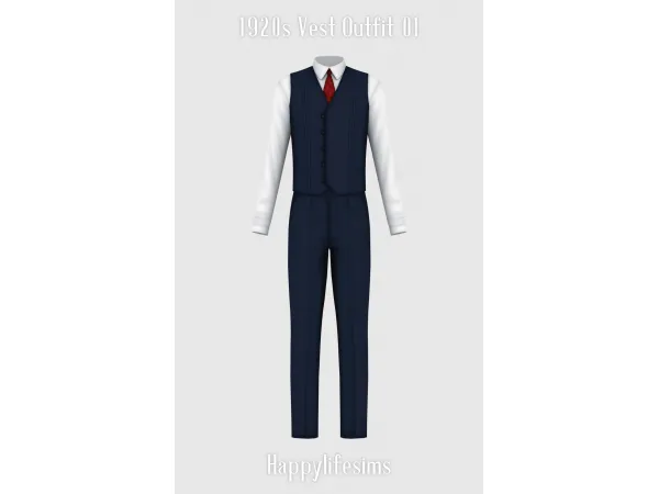 Mix [Lonelyboy] 1920s Vest Outfit 01 - The Sims 4 Custom Content