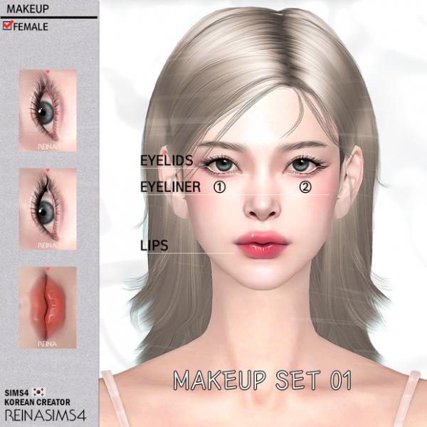 Alpha REINA_MAKEUP SET 01 by simsfinds - The Sims 4 Custom Content