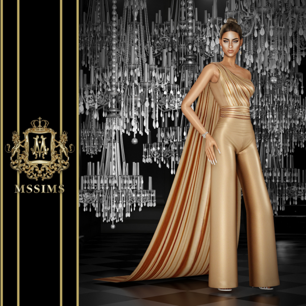 Alpha MARY CAPE JUMPSUIT by simsfinds - The Sims 4 Custom Content