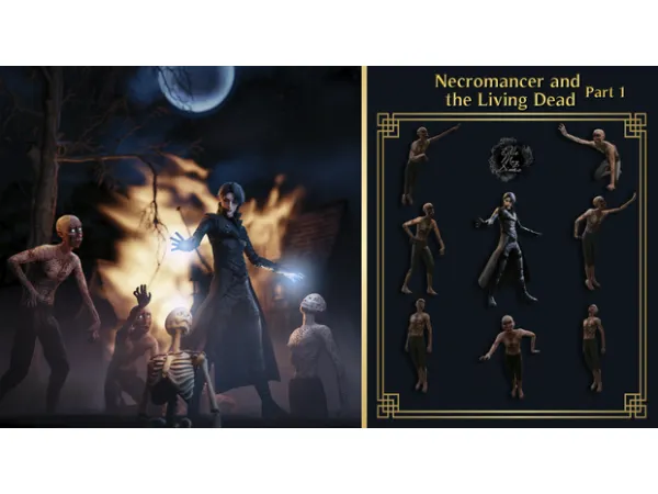 Mix Pose pack Necromancer and the living dead - The Sims 4 Custom Content