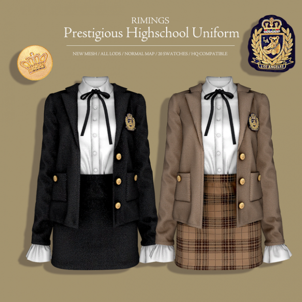 Alpha [RIMINGS] Prestigious Highschool Uniform by simsfinds - The Sims 4 Custom Content