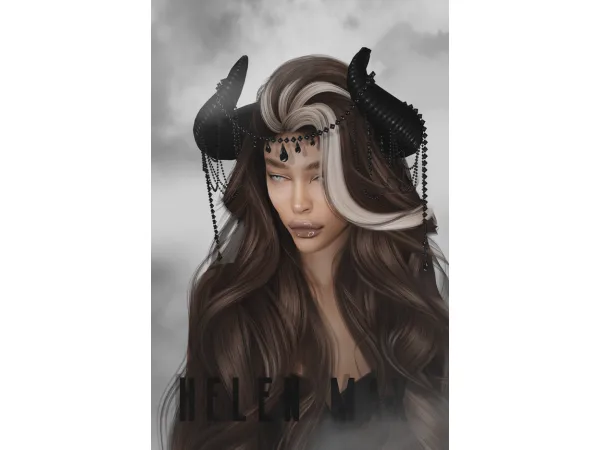Alpha black horns - The Sims 4 Custom Content