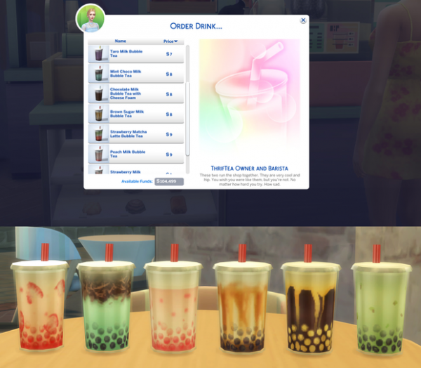 Maxis Match ThrifTea Bubble Tea Counter Override by simsfinds - The Sims 4 Custom Content