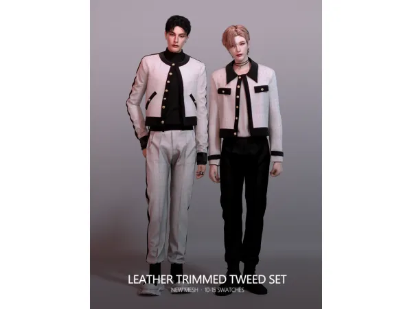 Alpha [ ] Leather Trimmed Tweed Set - The Sims 4 Custom Content