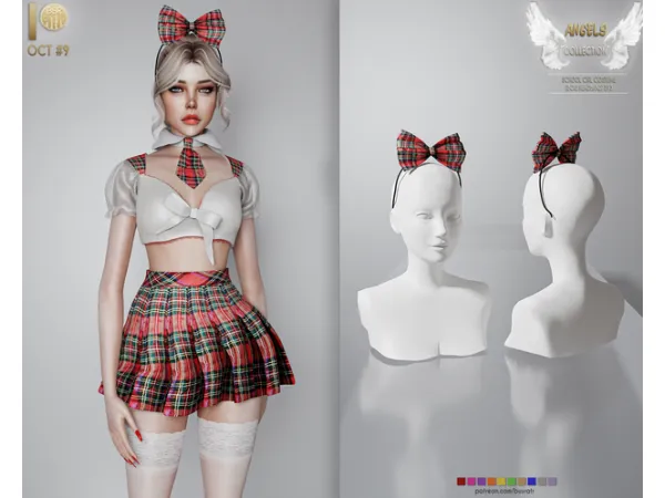 Alpha HALLOWEEN SCHOOL GIRL COSTUME (BOW HEADBAND) by busra - The Sims 4 Custom Content