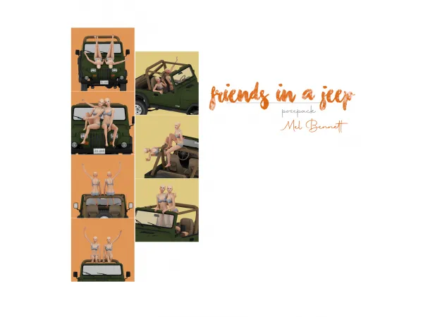 Mix Friends in a Jeep Posepack - The Sims 4 Custom Content