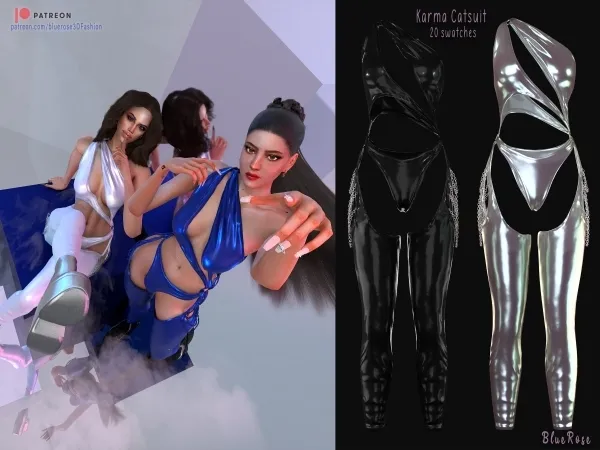 Alpha Karma Holographic Catsuit Br sims - The Sims 4 Custom Content