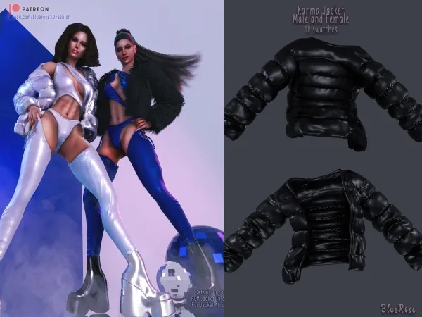 Alpha Karma Puff Jacket Br sims by bluerose-sims - The Sims 4 Custom Content