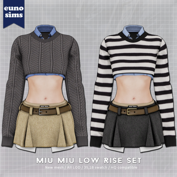 Alpha Miu Miu Low rise set by euno - The Sims 4 Custom Content