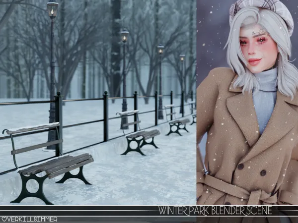 Alpha Winter park Blender scene by overkillsimmer - The Sims 4 Custom Content
