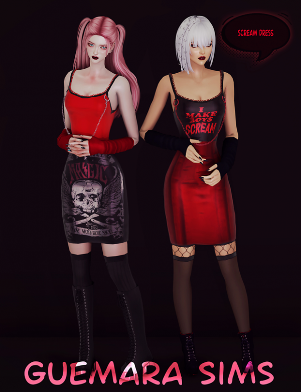 Alpha Scream dress by simsfinds - The Sims 4 Custom Content