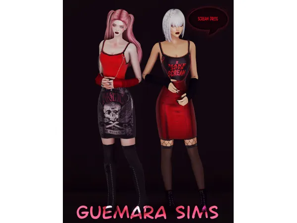 Alpha Scream dress - The Sims 4 Custom Content