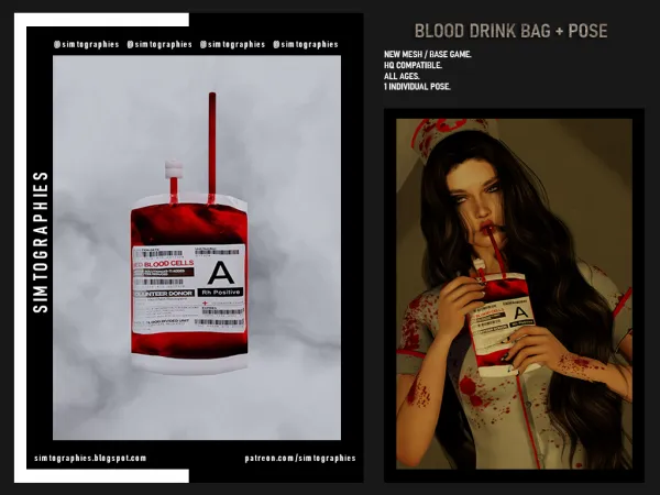 Alpha Blood Drink Bag Pose - The Sims 4 Custom Content