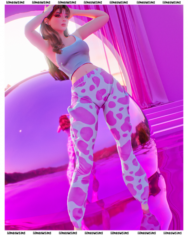 Alpha Pink Cow Print Sweats by liilmeowsims - The Sims 4 Custom Content