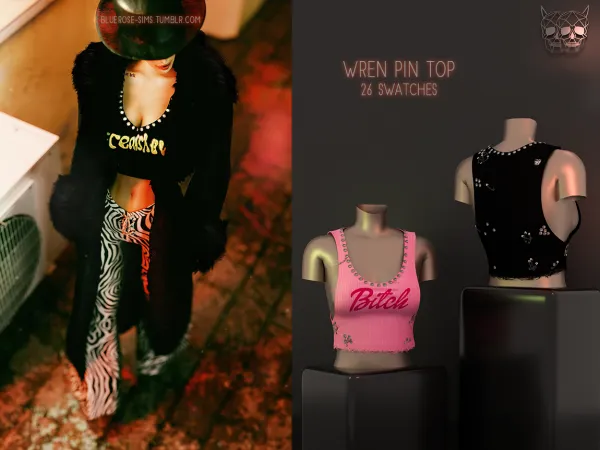 Alpha Wren Pin Top - The Sims 4 Custom Content