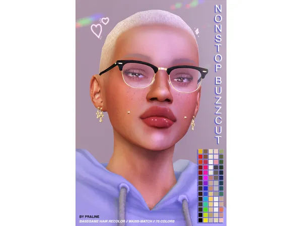 Maxis Match NONSTOP Buzzcut (BG MM Hair Recolor) by pralinesims Update - The Sims 4 Custom Content