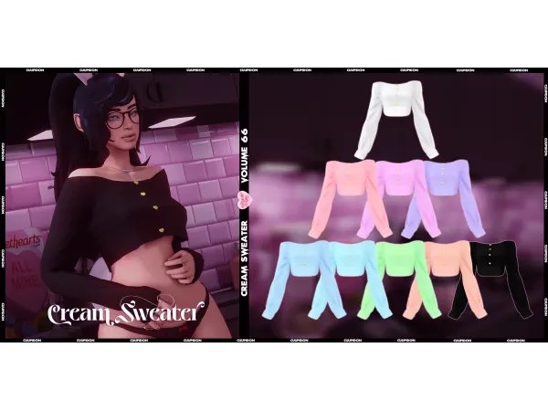 Alpha CUUPID CORP cream sweater - The Sims 4 Custom Content