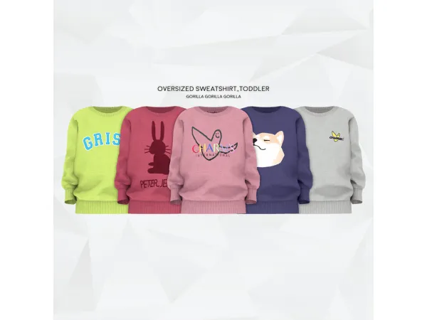 Alpha Oversized Sweatshirt_Toddler by [Gorilla Gorilla Gorilla] - The Sims 4 Custom Content