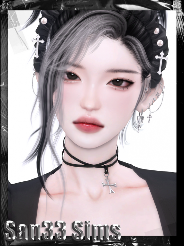 Alpha Bandage cross Choker by simsfinds - The Sims 4 Custom Content