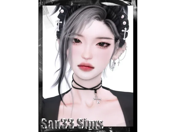Alpha Bandage cross Choker - The Sims 4 Custom Content