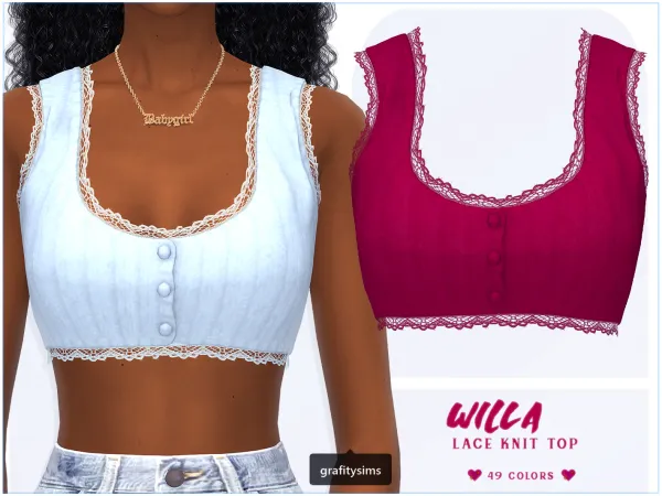 Alpha Willa Lace Knit Top - The Sims 4 Custom Content