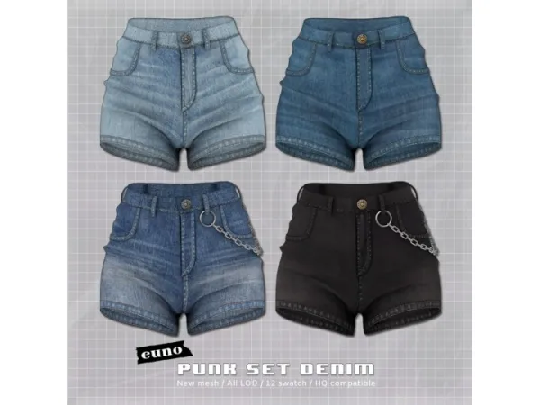 Alpha euno 22 0521 punk set denim - The Sims 4 Custom Content
