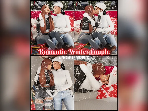 Alpha Pixanelle Romantic Winter Couple Posepack - The Sims 4 Custom Content