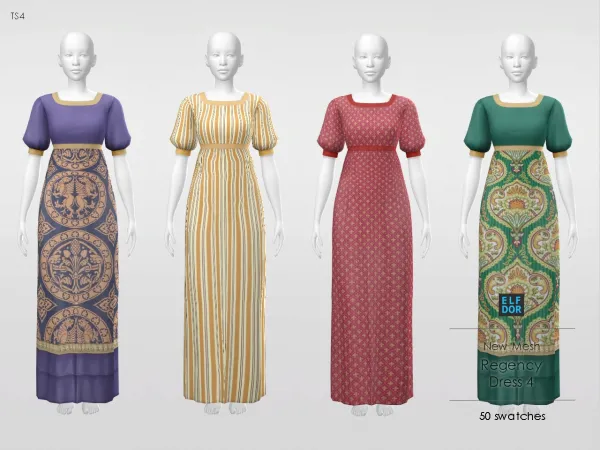 Maxis Match Regency Dress 4 by elfdor - The Sims 4 Custom Content