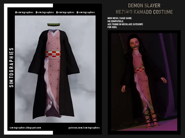 Alpha Demon Slayer Nezuko Kamado Costume - The Sims 4 Custom Content