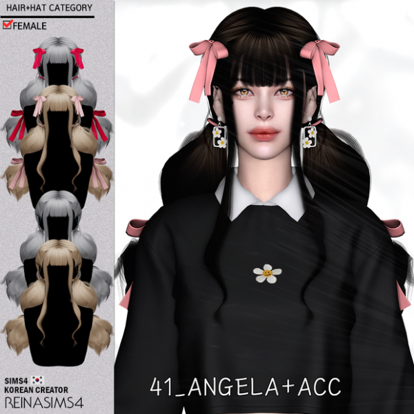 Alpha REINA_HAIR41_ANGELA RIBBON ACC by simsfinds - The Sims 4 Custom Content