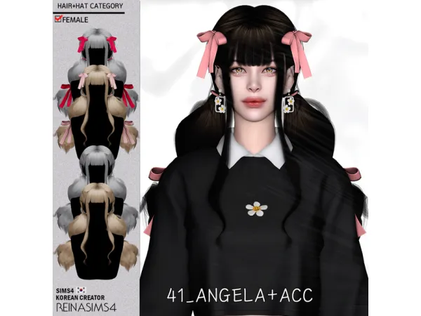 Alpha REINA_HAIR41_ANGELA RIBBON ACC - The Sims 4 Custom Content