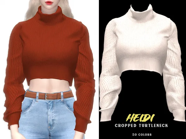 Alpha Heidi Cropped Turtleneck Sweater - The Sims 4 Custom Content
