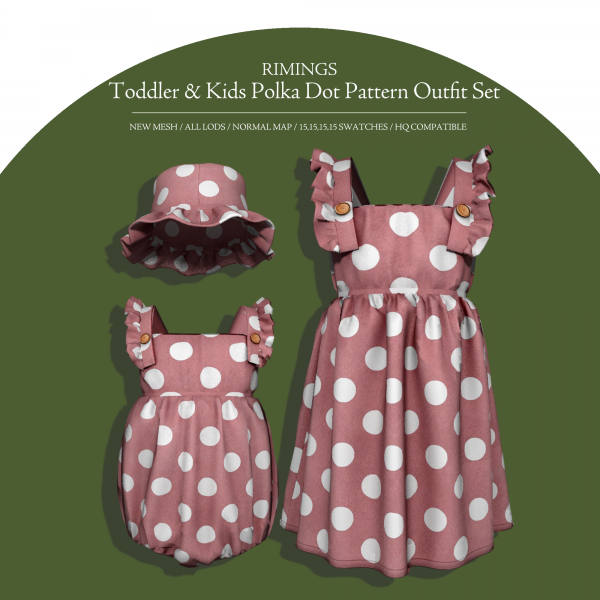 Alpha Polka Dot Pattern Outfit Set by simsfinds - The Sims 4 Custom Content