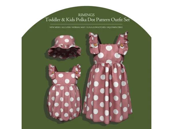 Alpha Polka Dot Pattern Outfit Set by RIMINGS - The Sims 4 Custom Content