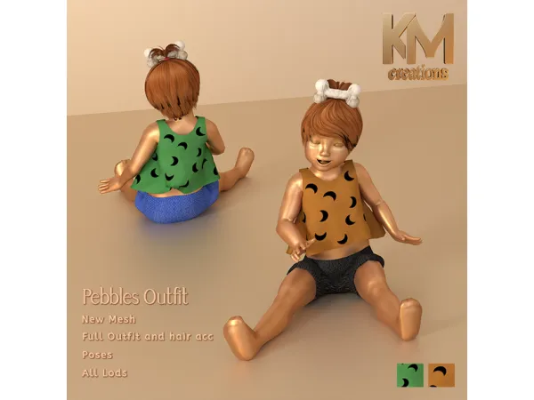 Alpha [KM] Pebbles Outfit (Pedrita) - The Sims 4 Custom Content