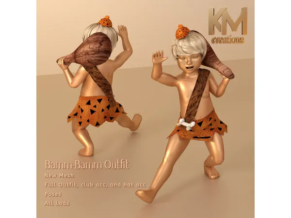 Alpha [KM] Bamm Bamm Outfit - The Sims 4 Custom Content