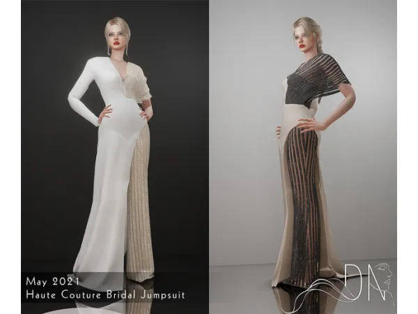 Alpha Haute Couture Bridal Jumpsuit by darknighttsims - The Sims 4 Custom Content